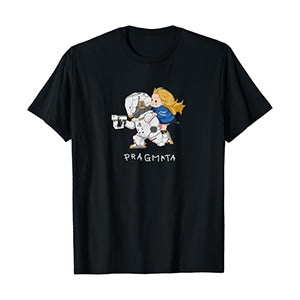 PRAGMATA Schwarzes T-Shirt - Hugh & Diana rennen!